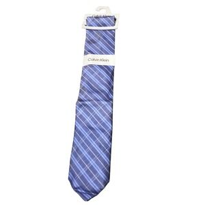 Calvin Klein Men's Periwinkle Plaid Tie - Modern Business Casual Style - NWT‎
